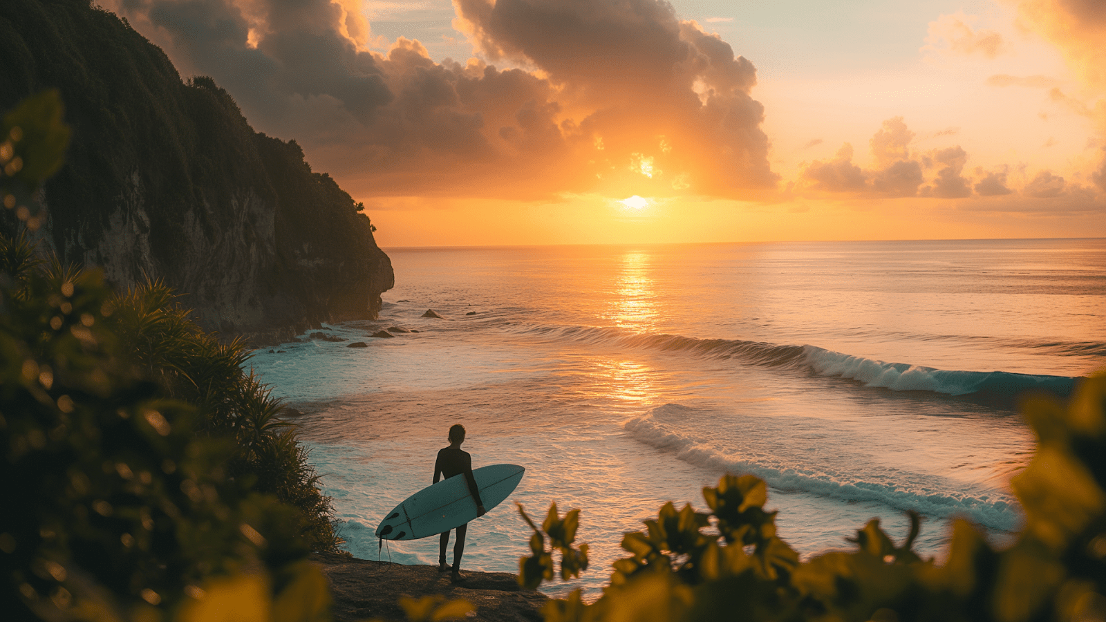 Enjoy breathtaking sunsets on the beach as Bali is a certified surfer’s paradise.