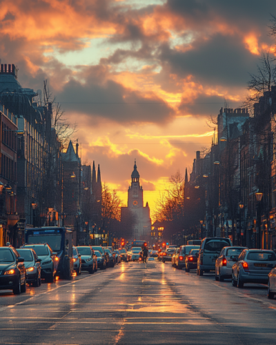 The streets of Dublin, bustling with energy and culture.