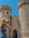 Tourist at the Medieval City of Rhodes.