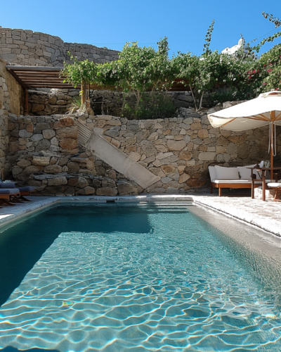 Private pool of a villa in Rhodes.