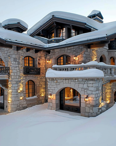 A luxury vacation rental in Courchevel, France that's covered in snow