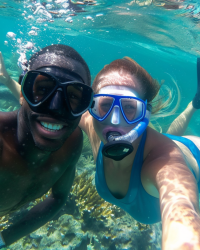 Snorkeling in the crystal waters of Chalk Sound Providenciales.